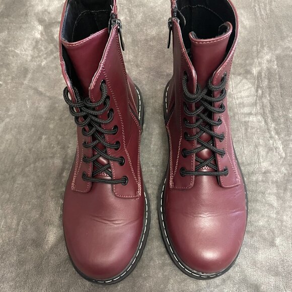 Torrid Shoes - Torrid Burgundy Wide Combat Boots Women’s 9WW Chunky Lace-Up Size 9